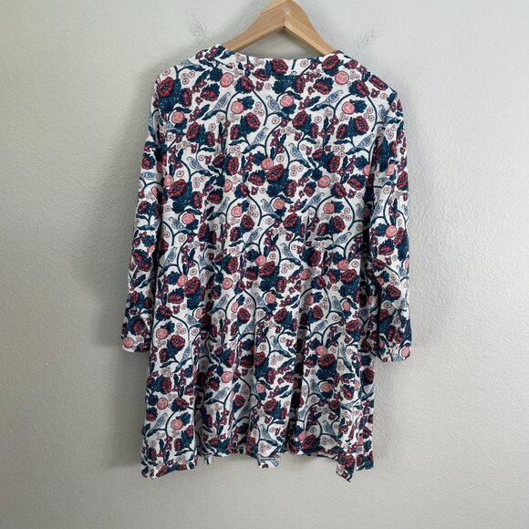 Style & Co Womens Plus XXL Floral Tunic Top 3/4 Sleeves Floral Pomegranate Bird - Picture 9 of 10